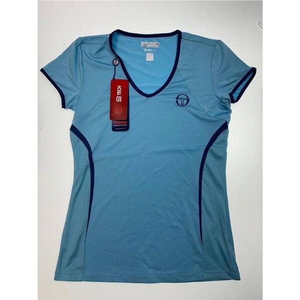 Sergio Tacchini Womens Eva Sports Tee Top Tennis - Light Blue M
