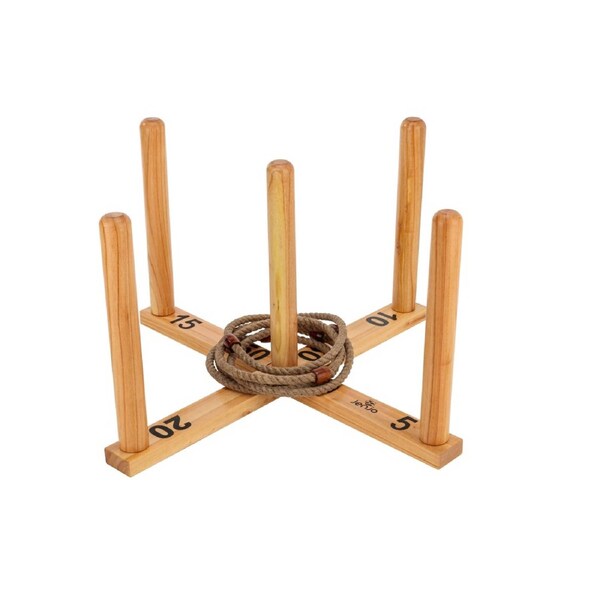 Mega Quoits Wooden Rope Ring Toss Outdoor Game Set 100cm Wide Including ...