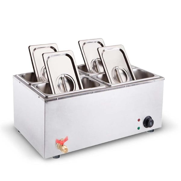 SOGA Stainless Steel 4 X 1/2 GN Pan Electric Bain-Marie Food Warmer with Lid