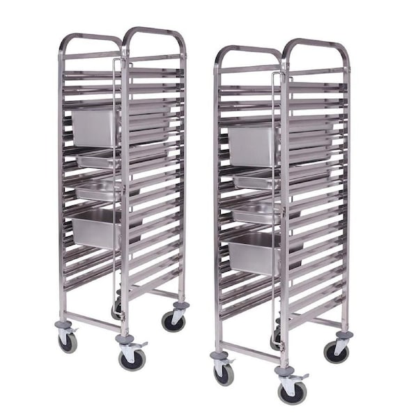 SOGA 2X 15 Tier Stainless Steel Gastronorm Bakery Trolley GN 1/1