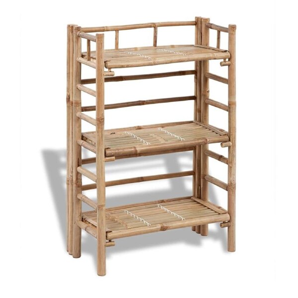 3-tier Bamboo Plant Rack vidaXL