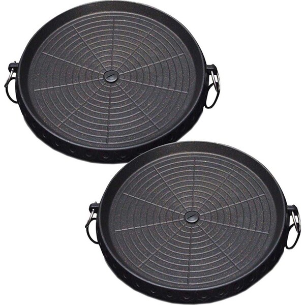 SOGA 2X Portable Korean BBQ Butane Gas Stove Stone Grill Plate Non Stick Coated Round