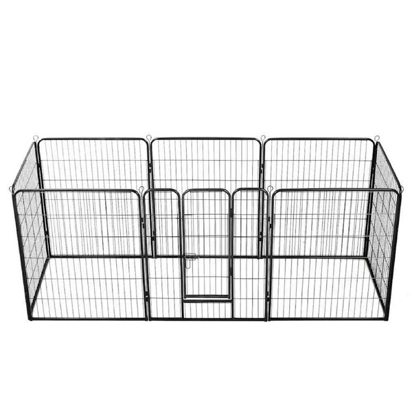 Dog Playpen 8 Panels Steel 80x100 cm Black vidaXL