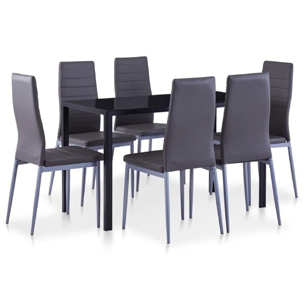 Seven Piece Dining Set Grey vidaXL