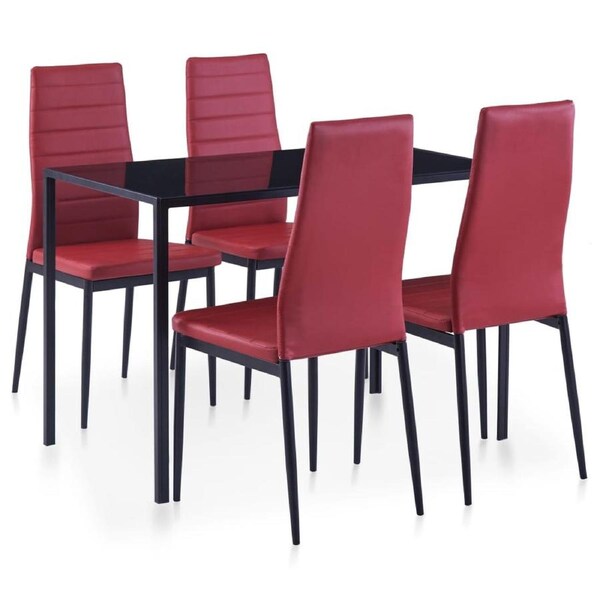 Five Piece Dining Set Wine Red vidaXL