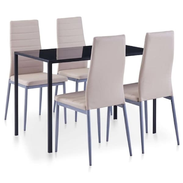 Five Piece Dining Set Cappuccino vidaXL