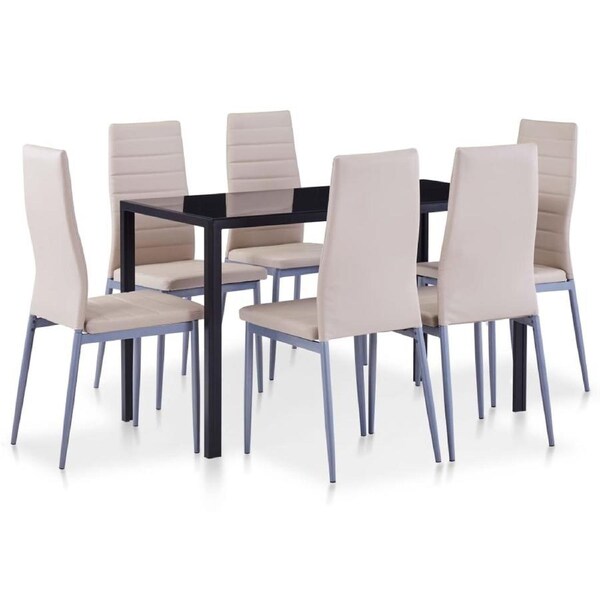 Seven Piece Dining Set Cappuccino vidaXL