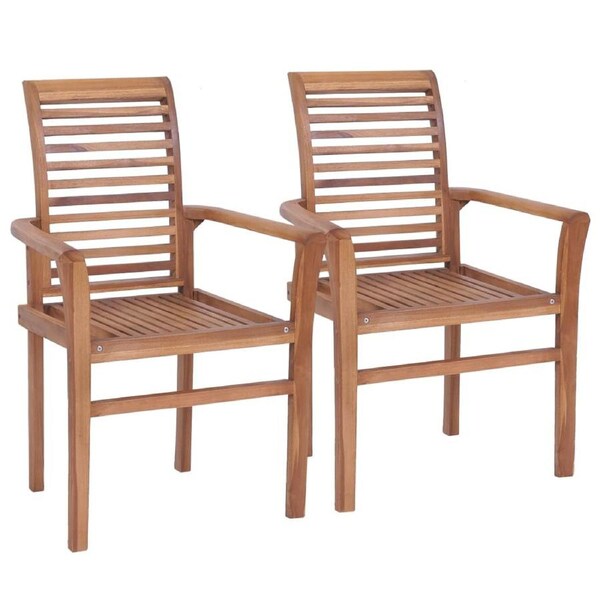 Stacking Dining Chairs 2 pcs Solid Teak vidaXL