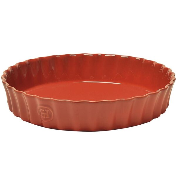Emile Henry Ceramic Deep Flan Dish 28cm in Brique / Brick Red