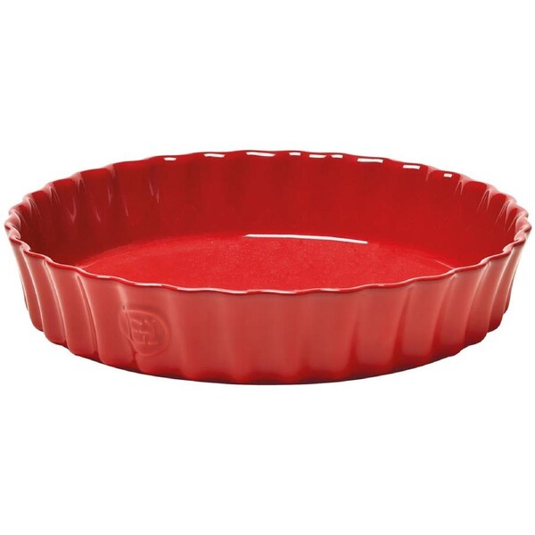 Emile Henry Ceramic Deep Flan Dish 28cm in Grand Cru / Burgundy