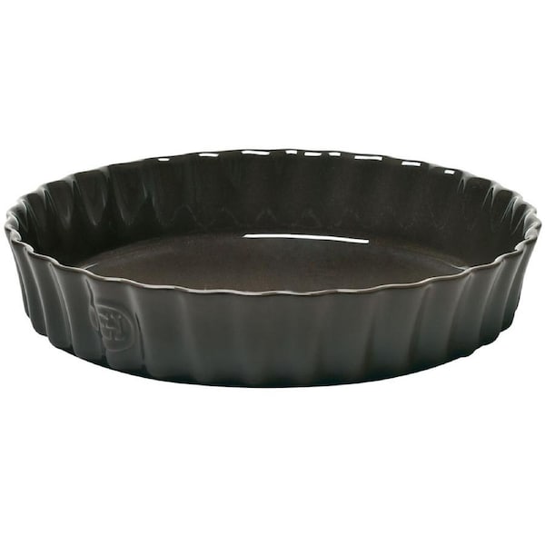 Emile Henry Ceramic Deep Flan Dish 28cm in Fusain / Charcoal