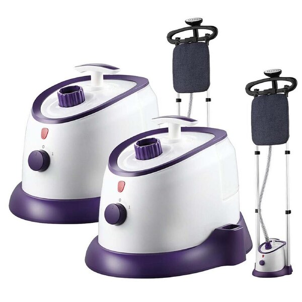 SOGA 2X Garment Steamer Vertical Twin Pole Clothes 1700ml 1800w Steaming Kit Purple