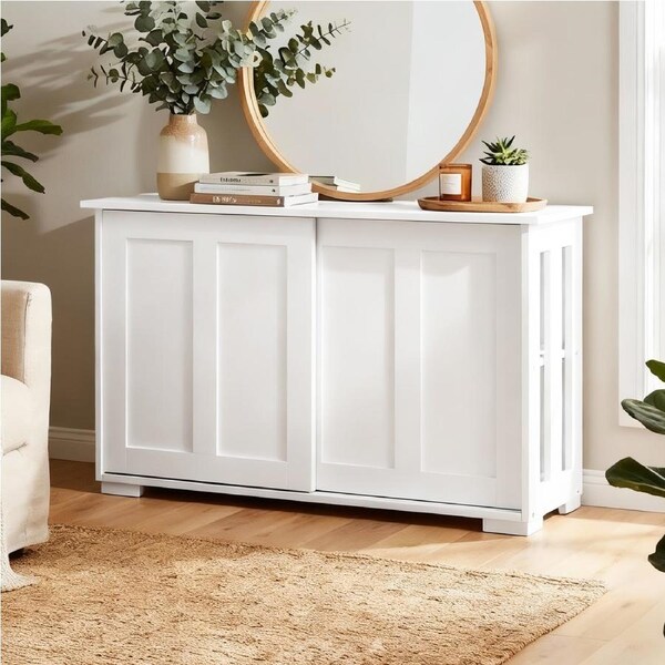 99x63cm Artiss Buffet Sideboard Sliding Doors - SERA White