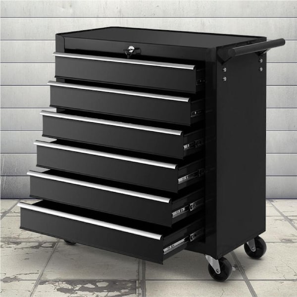 Giantz Tool Chest Cabinet Trolley 6 Drawers Storage Toolbox Black