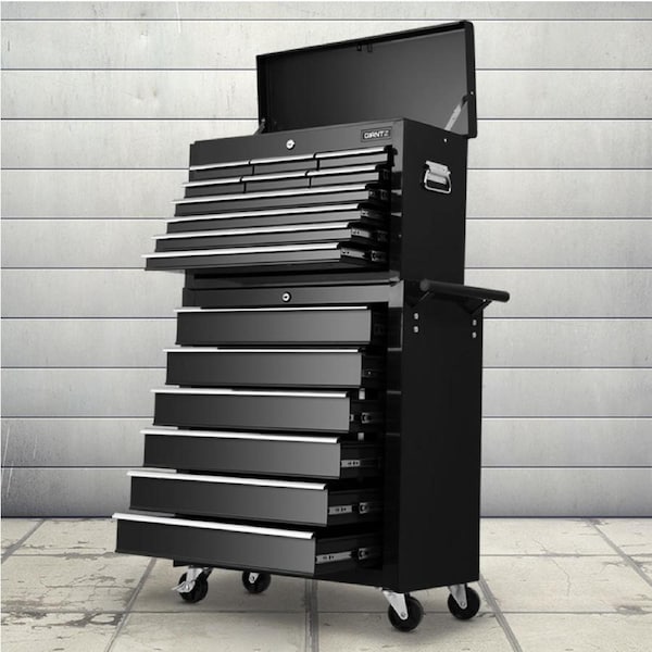 Giantz 16 Drawers Tool Chest Trolley Storage Toolbox Black