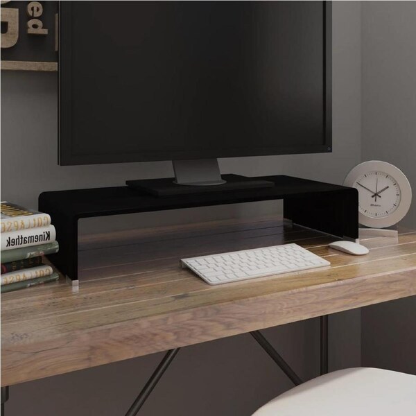TV Stand/Monitor Riser Glass Black 70x30x13 cm vidaXL