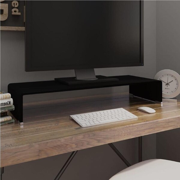 TV Stand/Monitor Riser Glass Black 80x30x13 cm vidaXL
