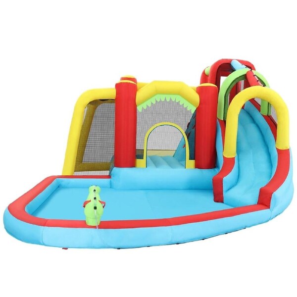8 In 1 Inflatable Water Park Slide Jumping Castle Soccer Goal with Cannon