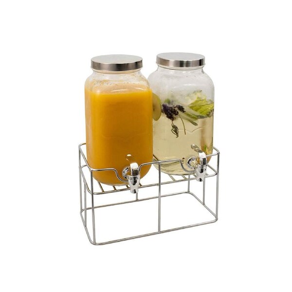 Glass Double Beverage Dispenser with Stand 3.5L Serroni