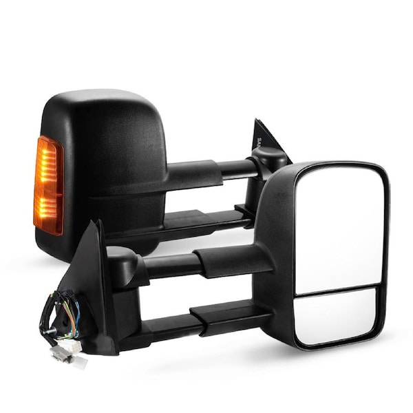 SAN HIMA Pair Extendable Towing Mirrors for Holden Rodeo 2003-2008 Black