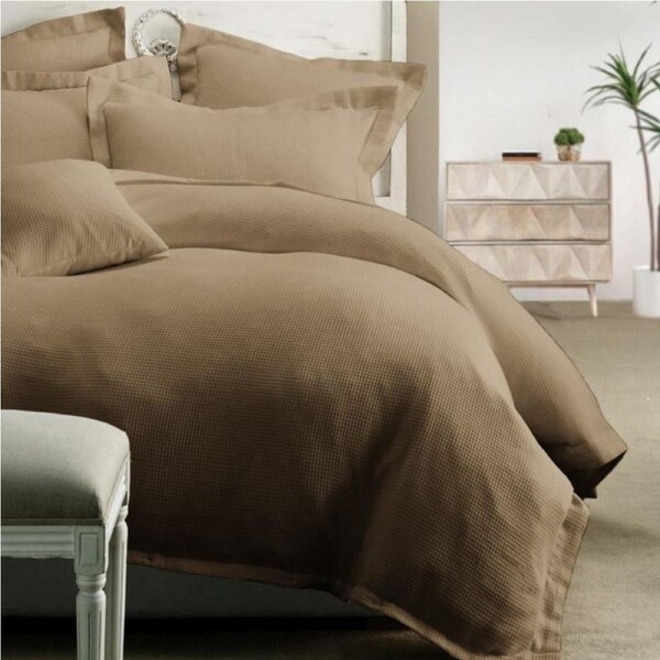 Honeycomb Quilt Cover Set Linen / Single