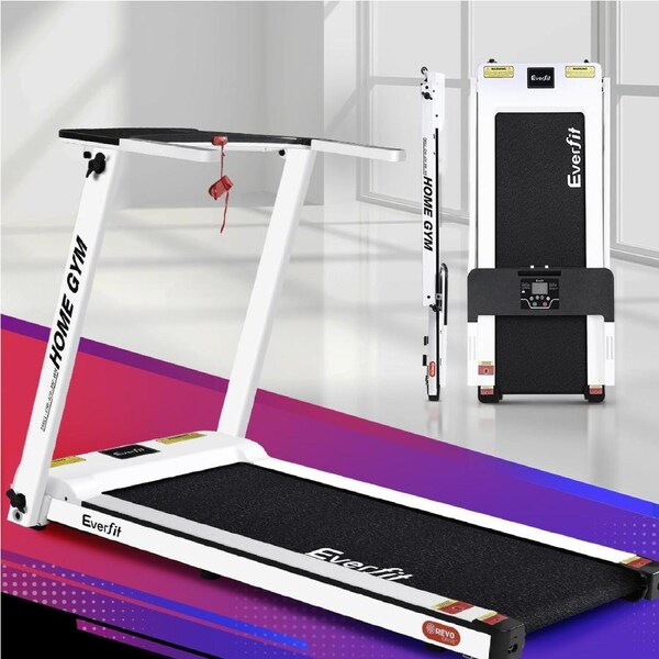42cm Belt Everfit Electric Treadmil 2 in 1 Foldable Walking Pad with Handle Home Gym White