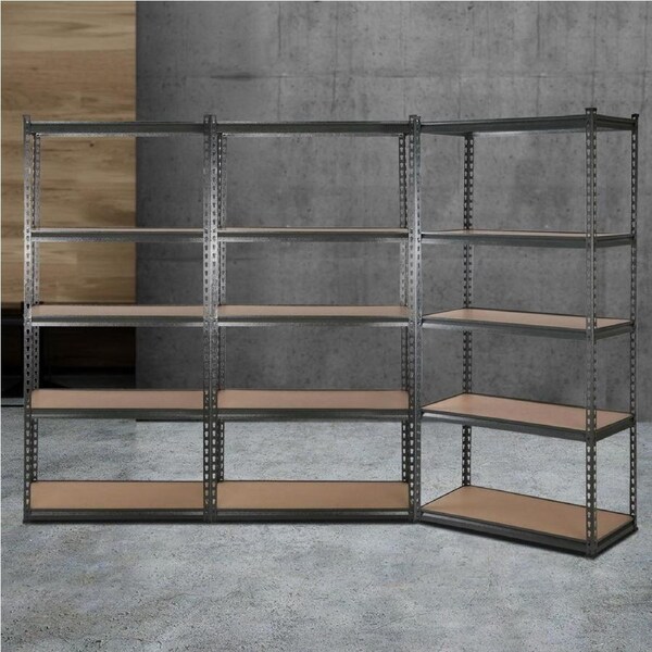 Giantz 3x1.8M Warehouse Racking Rack Shelving Garage Storage Steel Metal Shelves Charcoal