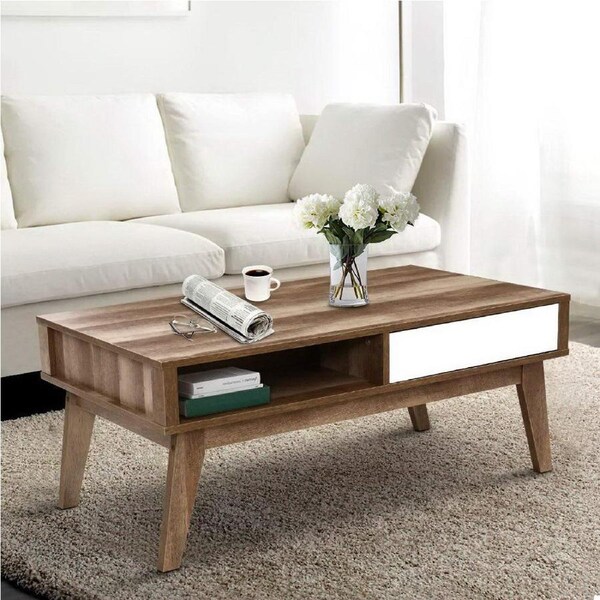 2 Drawers Artiss Coffee Table Walnut Serena