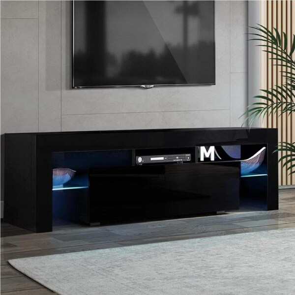 130cm Artiss TV Unit Entertainment TV Cabinet LED Black Elo