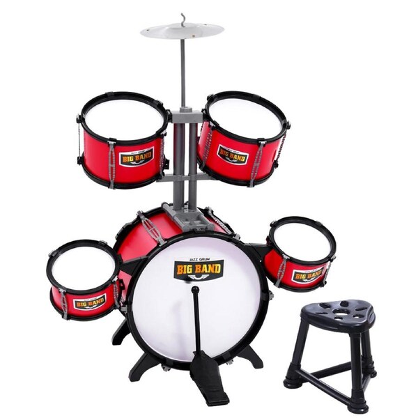 Keezi Kids Pretend Play 7 Drum Set Junior Drums Kit Musical Play Toys Childrens Mini Big Band