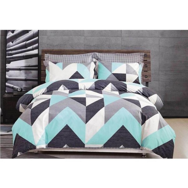 Chevron Design 100% Cotton Quilt Cover Set 300TC Queen