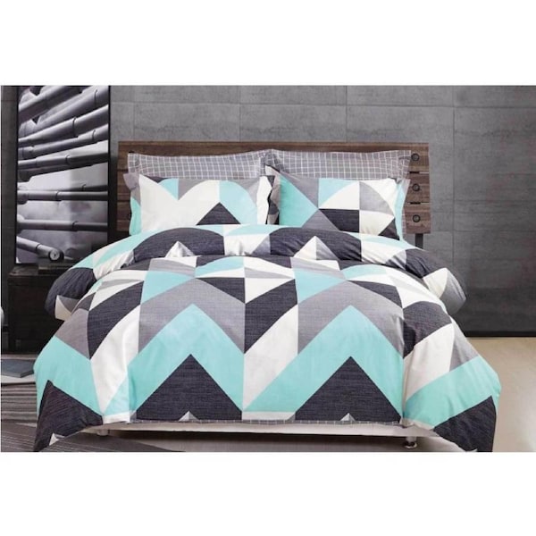 Chevron Design 100% Cotton Quilt Cover Set 300TC King
