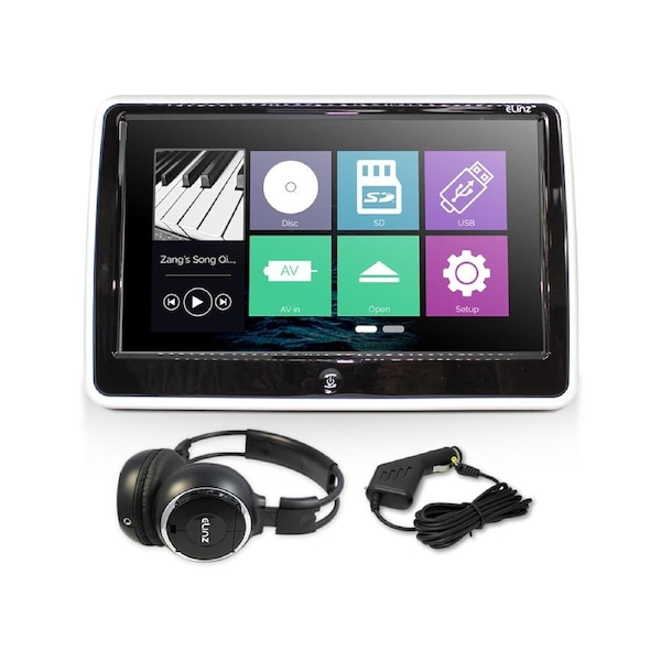 Elinz 10.1" TFT Active Headrest Car DVD Player Touch Screen Slim Full HD 1080P Games