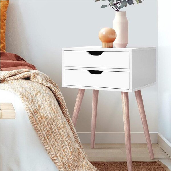 2 Drawers Artiss Bedside Table Side Table White
