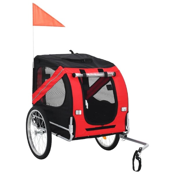 Pet Bike Trailer Red and Black vidaXL
