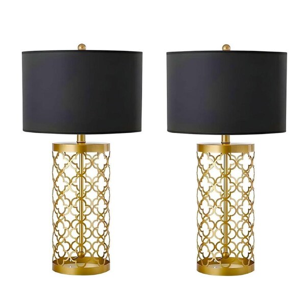 SOGA 2X Golden Hollowed Out Base Table Lamp with Dark Shade