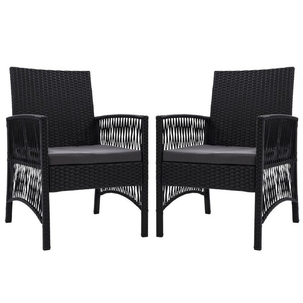 2x Gardeon Outdoor Dining Chairs Patio Furniture Wicker Lounge Chair Garden
