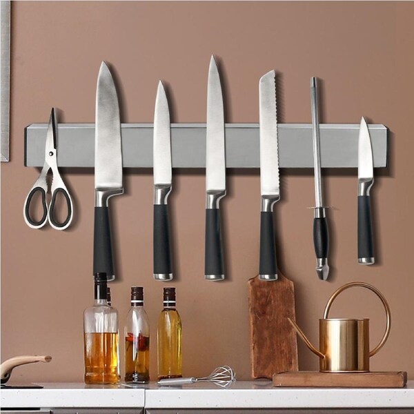 Toque Knife Holder Block Magnetic Wall Mounted Tools Rack Stainless-Steel 50cm