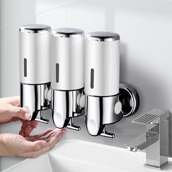 3 Bottles Bathroom Shower Soap Shampoo Gel Dispenser Pump Wall 1500ml Black