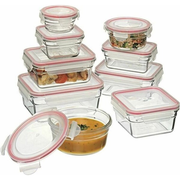 Glasslock 9pc Tempered Glass Oven Safe Container Set W/ Lid Oven 28060