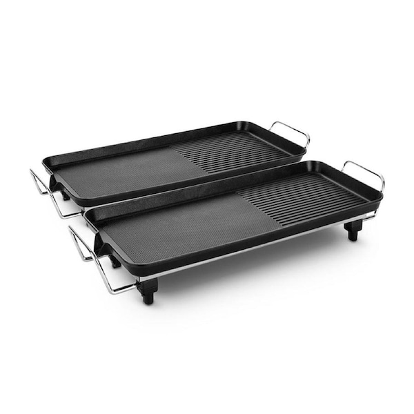 SOGA 2X 48cm Electric BBQ Grill Teppanyaki Tough Non-Stick Surface Hot Plate Kitchen 3-5 Person