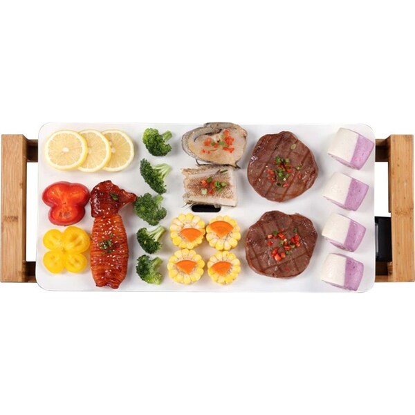 SOGA Electric Ceramic BBQ Grill Non-stick Surface Hot Plate for Indoor & Outdoor White