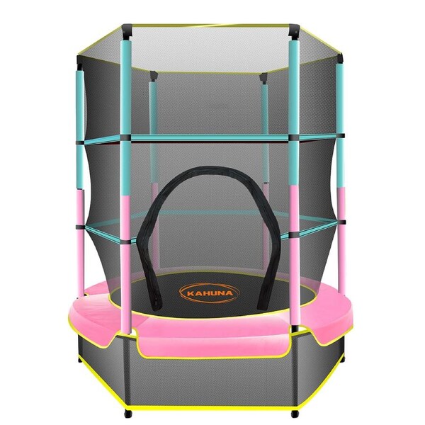 4.5ft Kahuna Trampoline Round Free Safety Net Spring Pad Cover Mat Outdoor - Green Pink