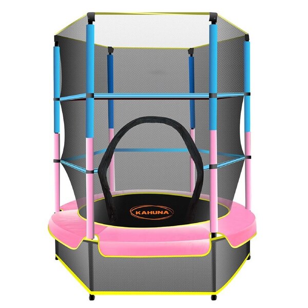 Kahuna 4.5ft Trampoline Round Free Safety Net Spring Pad Cover Mat Outdoor Blue Pink