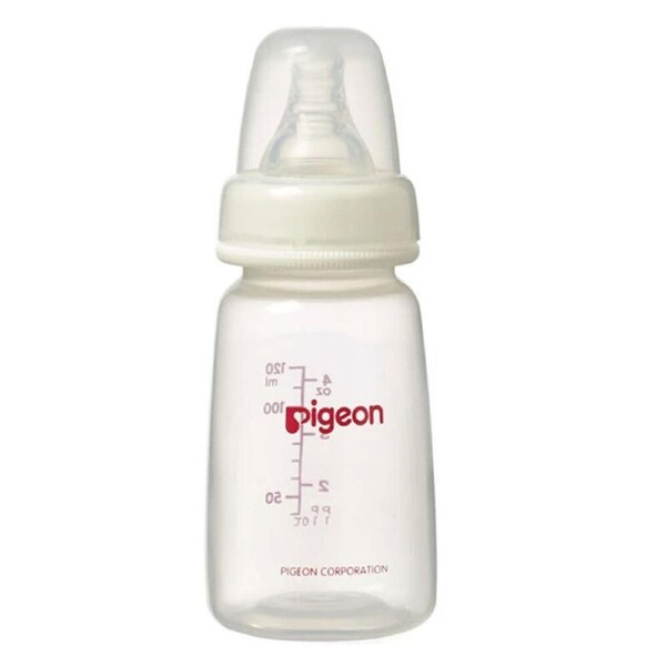 Pigeon PP 120ml Baby Feeding Bottle w/ Slim Neck S Silicone Teat Round Hole 0-3m