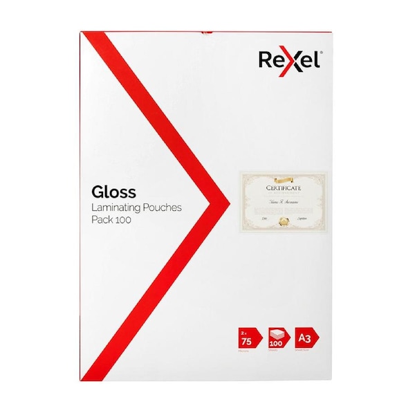 100pc Rexel A3 Laminating Pouches/Sheets 2x75-Micron f/Document/Photo Protection
