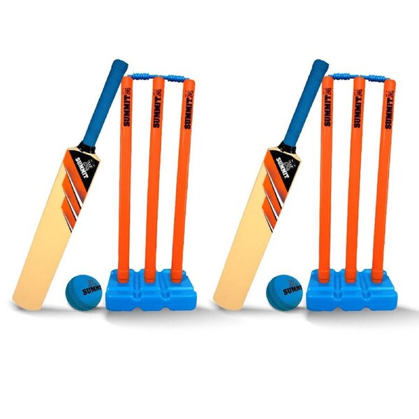 2PK Summit Junior Plastic Cricket Sport Kids Set w/Size 3 73cm Bat/ Stumps/ Ball
