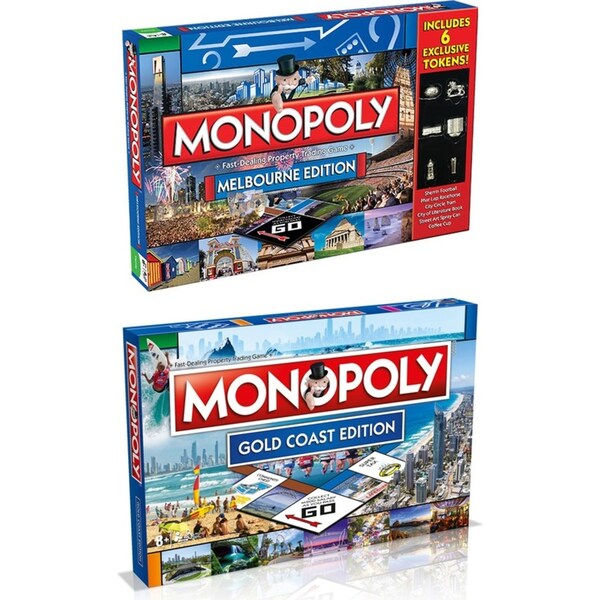 2x Monopoly Kids/Family Board Game 8y+ Australian Melbourne & Gold Coast Edition