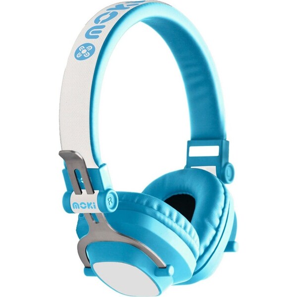 Moki Exo Kids Wireless Bluetooth Headphones On/Over Ear Cup Headband w/ Mic Blue