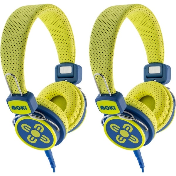 2PK Moki Kid Safe Volume Limited Headphones Over Ear Cup Headband Kids 3y+ BL/YL